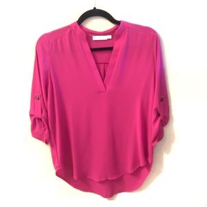 LUSH Deep Open V-Neck Woven Top